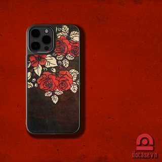 Ốp da Đỏ Case - Mẫu hoa hồng nền đen - Ốp iphone/samsung - Docase.vn
