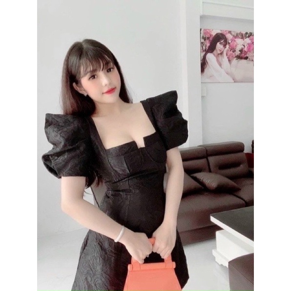 BIGSIZE Đầm gấm tay phồng 50-90kg