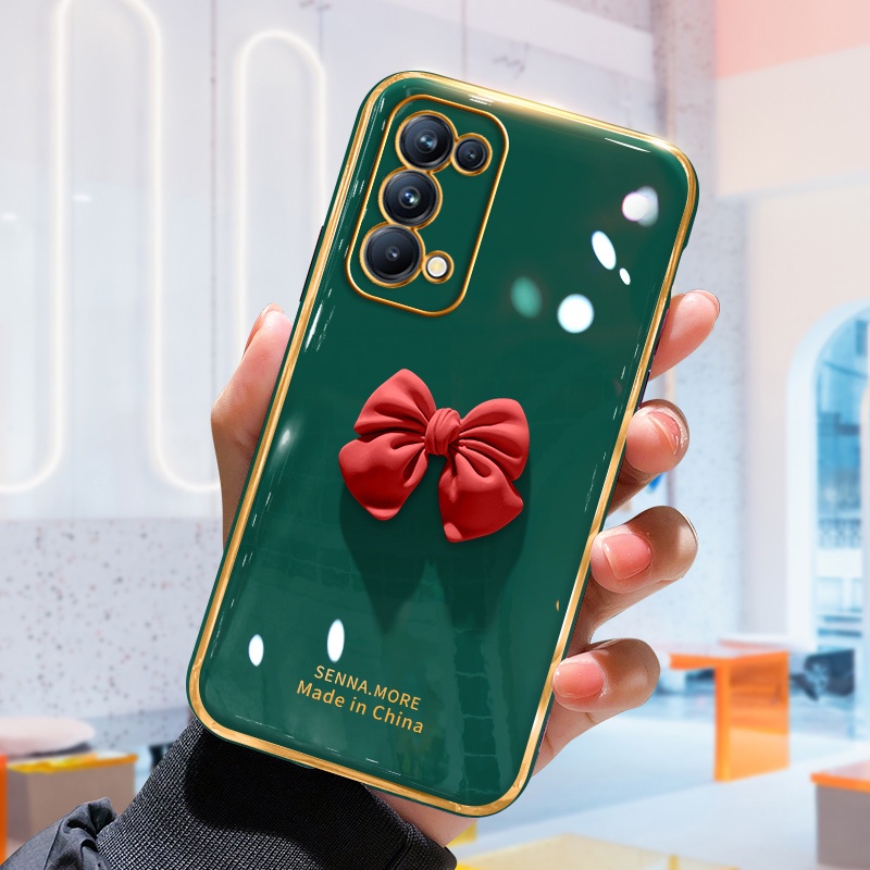 Ốp Điện Thoại Kết Cấu Sang Trọng Đính Nơ 3D Cho Oppo Reno 5 Reno 4 Reno 3 Reno 5 Pro