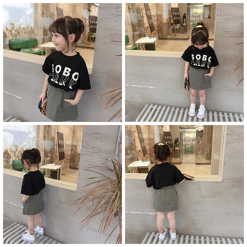 Áo Thun Cotton Tay Ngắn In Chữ Hoạt Hình Dễ Thương Thời Trang Mùa Hè Cho Bé
