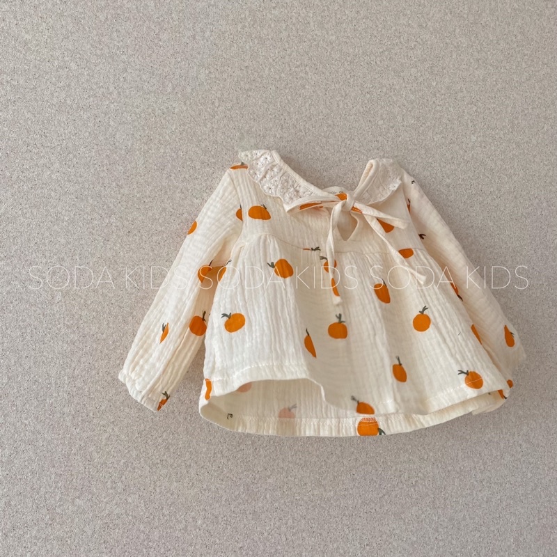 (Hàng thiết kế) Pijama bé gái Muslin cổ ren