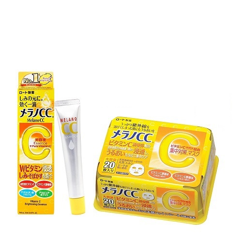 Bộ sản phẩm dưỡng trắng chống thâm nám Melano CC (Tinh chất 20ml + Mặt nạ 20 miếng) - date 9/2022