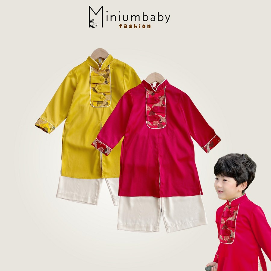 Bộ quần áo trẻ em dài tay cách tân hoạ tiết MiniumBaby - AD1134