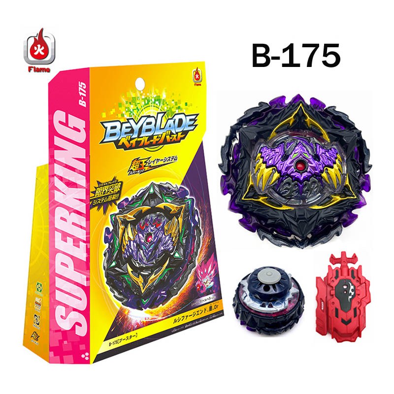 Beyblade Burst B-176 Superking Hollow Deathscyther B-175 Lucifer The End B-173 Infinite AchillesB-172 World B-171 Tempest Dragon B-167 Sparking SuperKing Booster Mirage Fafnir
