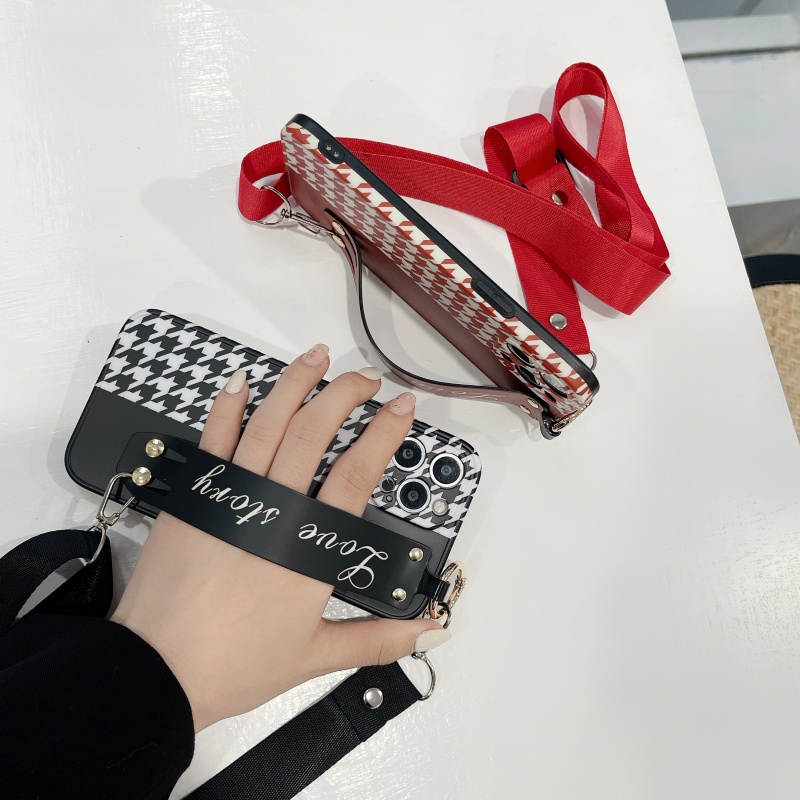 Ốp Điện Thoại Chống Rơi Họa Tiết Kẻ Sọc Kèm Dây Đeo Dành Cho iPhone 13 12 11 Pro Max Plus