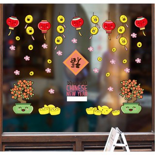 decal dán tường chúc mừng năm mới cây kim tiền may mắn