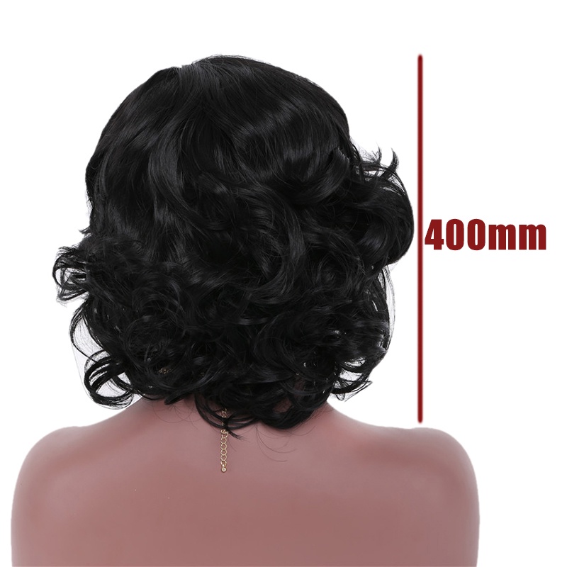Women Full Wavy Wig Black Short Natural Kinky Curly Hair Synthetic Cosplay Party ☆BjFranchisemall