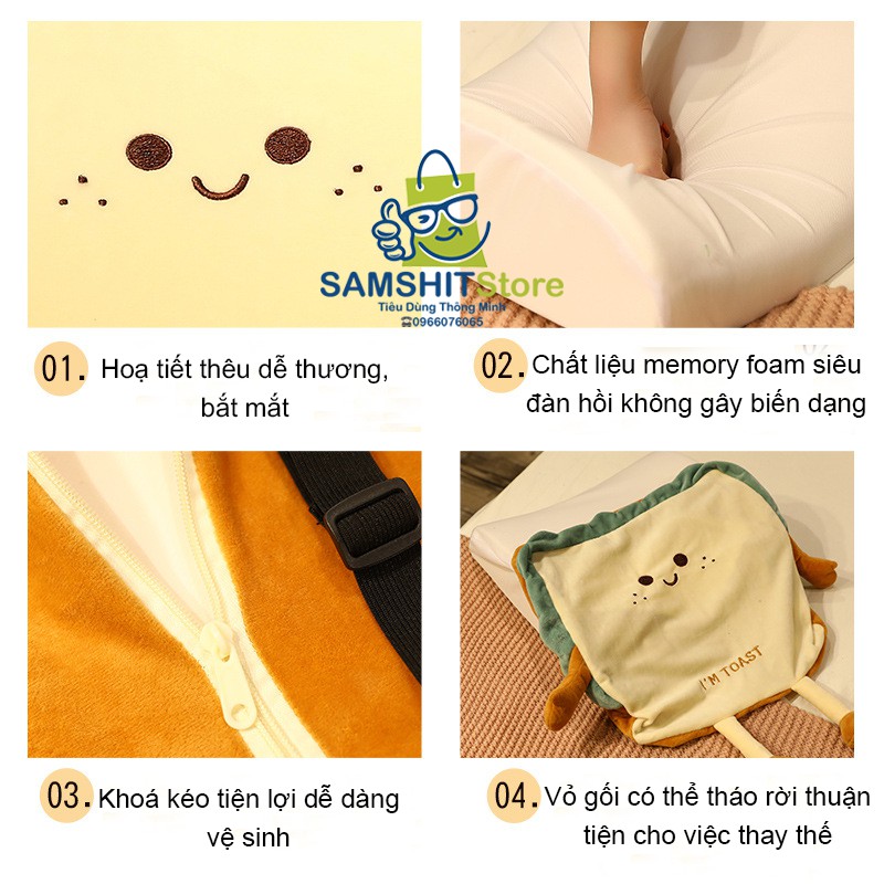 Gối Tựa Lưng Văn Phòng, Ô Tô - Đệm Kê Lưng Cao Su Non I'M TOAST Kèm Túi Đựng Bên Hông Tiện Lợi - GTL23