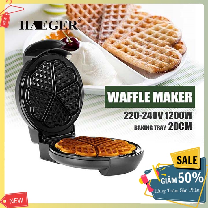 Máy làm bánh bông lan, Máy nướng bánh waffle, sandwich HAEGER tiện dụng