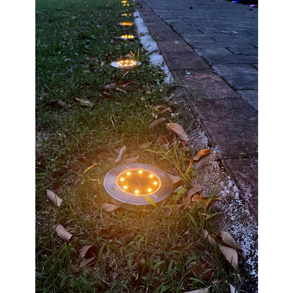 Đèn LED Cắm Cỏ Sân Vườn Tròn  8 LED  Sử Dụng Năng Lượng Mặt Trời dùng chiếu sáng đường đi, sân vườn, rọi cây