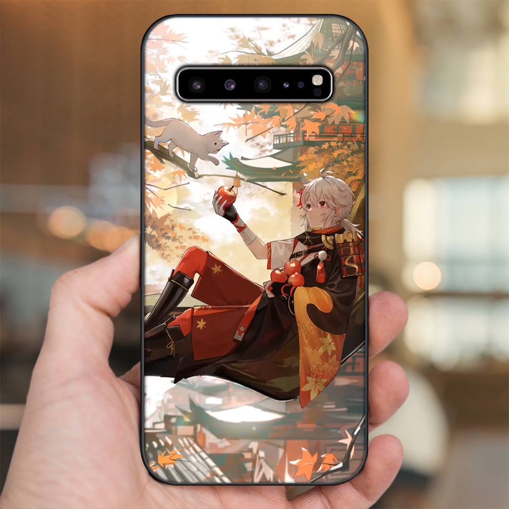 Ốp lưng Samsung S10, S10 5G, S10 Plus viền đen in hình Kazuha Genshin Impact
