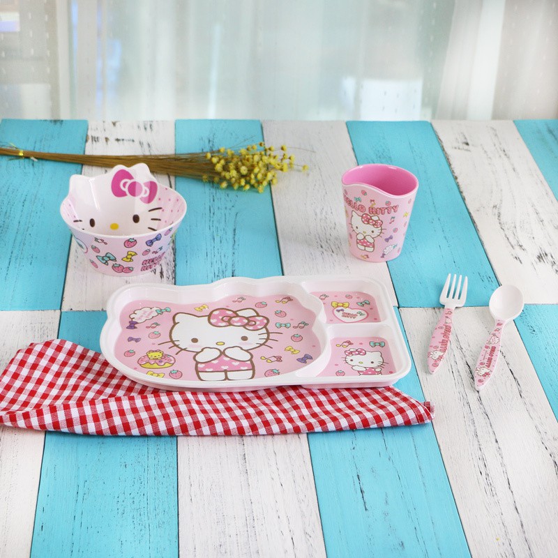 Set bát ăn 5 món Hello Kitty cho bé từ 6 tháng đến 5 tuổi