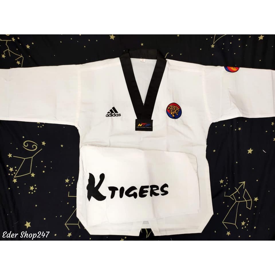 Võ Phục K-Tigers New (Tặng kèm đai Mooto) Taekwondo Adidas vải 3 sọc mềm mại