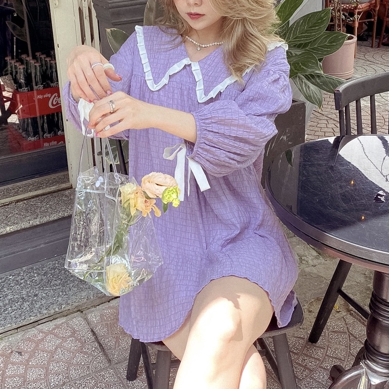 Đầm tím baby doll tay dài Bonbons Dress Gem Clothing SP060632