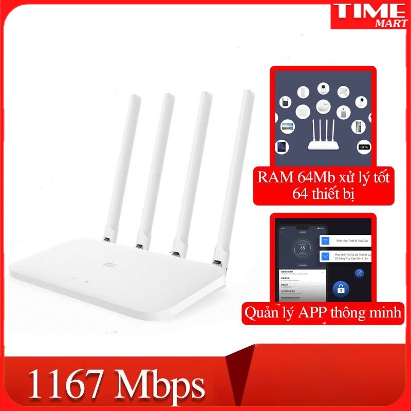 Bộ phát wifi router 4A Xiaomi Modem WiFi Xiaomi 4A 4 Râu Router R4AC[TIME_MART siêu thị tiện ích gia đình]