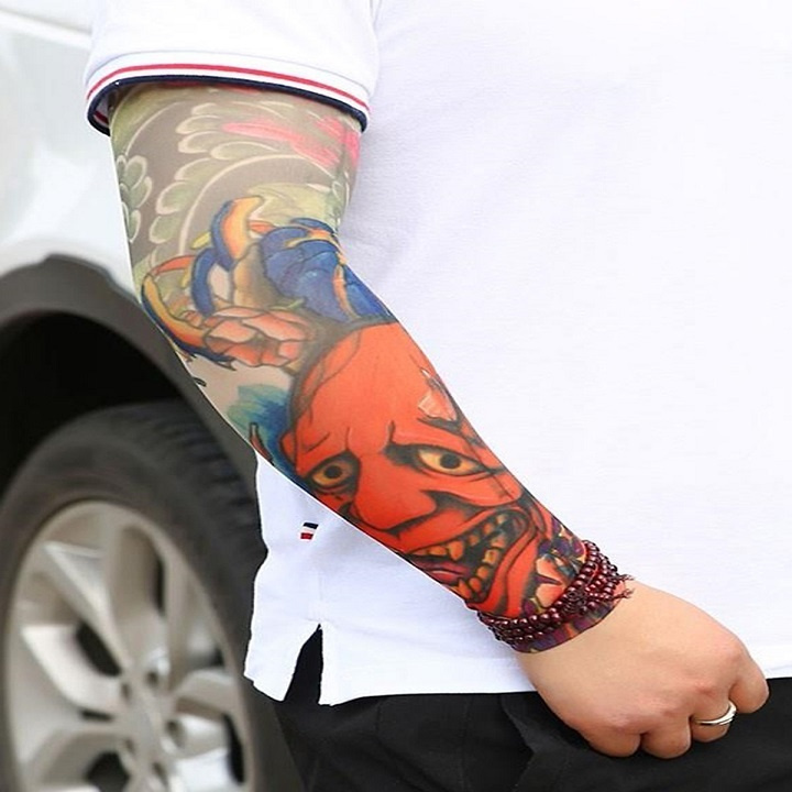 [Nhiều màu]Găng tay chống nắng họa tiết in hình xăm Tatto nam nữa, chống bụi, chống tia uv hiệu quả, tiện lợi