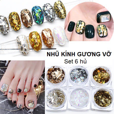 Set nhũ kính gương vỡ trang trí móng