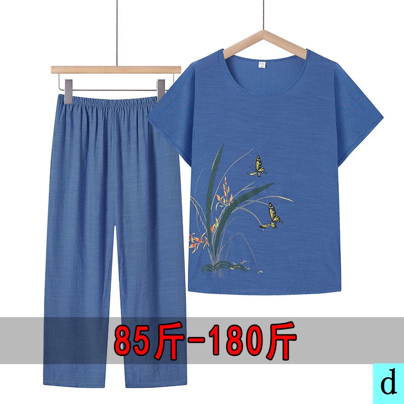 Bộ Đồ Ngủ Cotton Lanh Tay Ngắn Phong Cách Thời Trang Mùa Hè Hàng Mới Dành Cho Người Lớn Tuổi