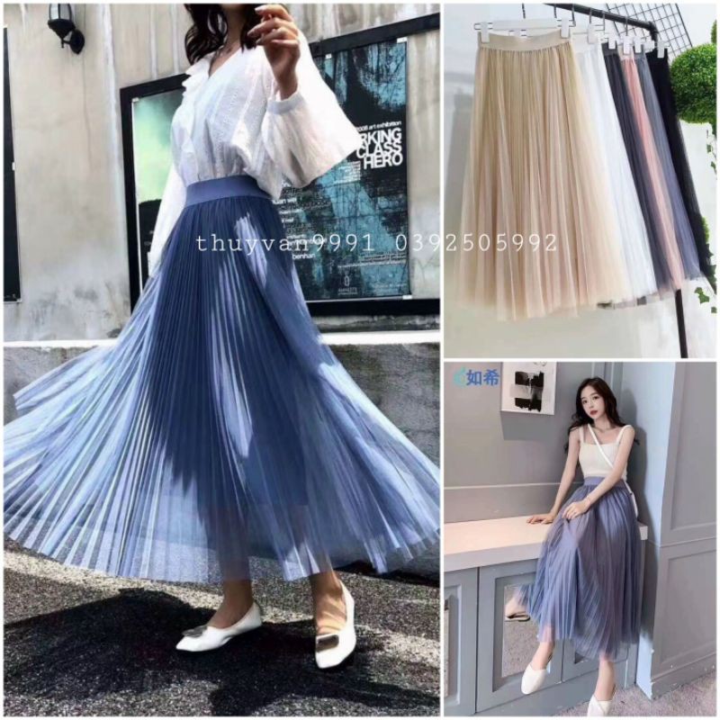 SẴN HÀNG | Chân váy công chúa lưới voan maxi 3 lớp hàng Quảng Châu - Chân váy xếp ly dài