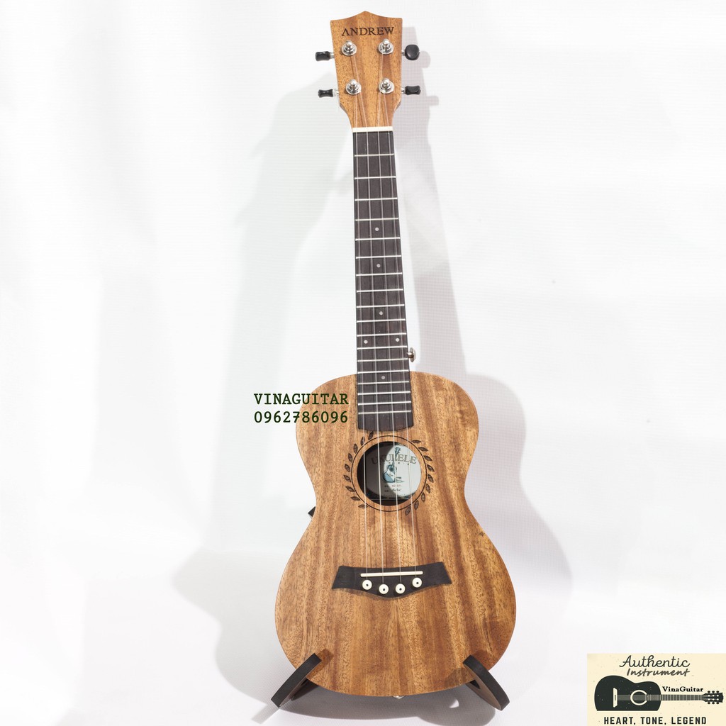 Đàn Ukulele Concert Gỗ Andrew S71 Viền Bông Lúa Chính Hãng