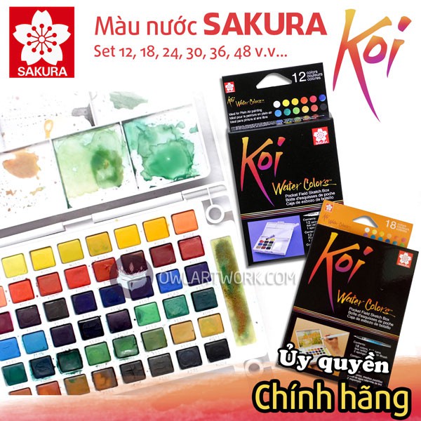 [CHÍNH HÃNG] Màu Nước SAKURA KOI Dạng Nén Set 12, 18, 24, 30, 48