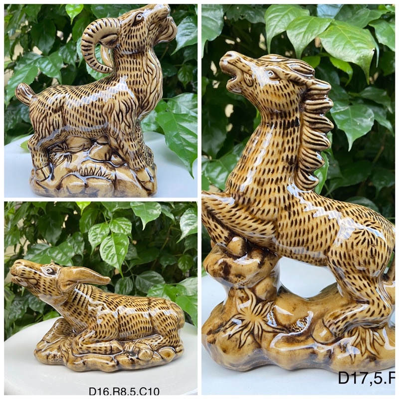 Tượng 12 con giáp có bệ_Gốm sứ Bát Tràng
