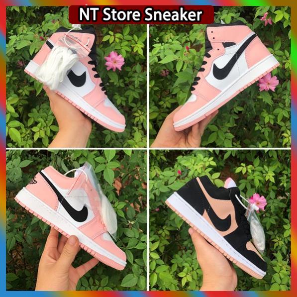 Giày thể thao nữ Jordan màu hồng cổ cao cổ thấp,giày nữ JD1 Pink high, low