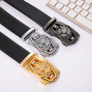 Thắt lưng nam da cao cấp, mặt đính đá xoay 360, khóa tự động mạ kim sang trọng TLX02