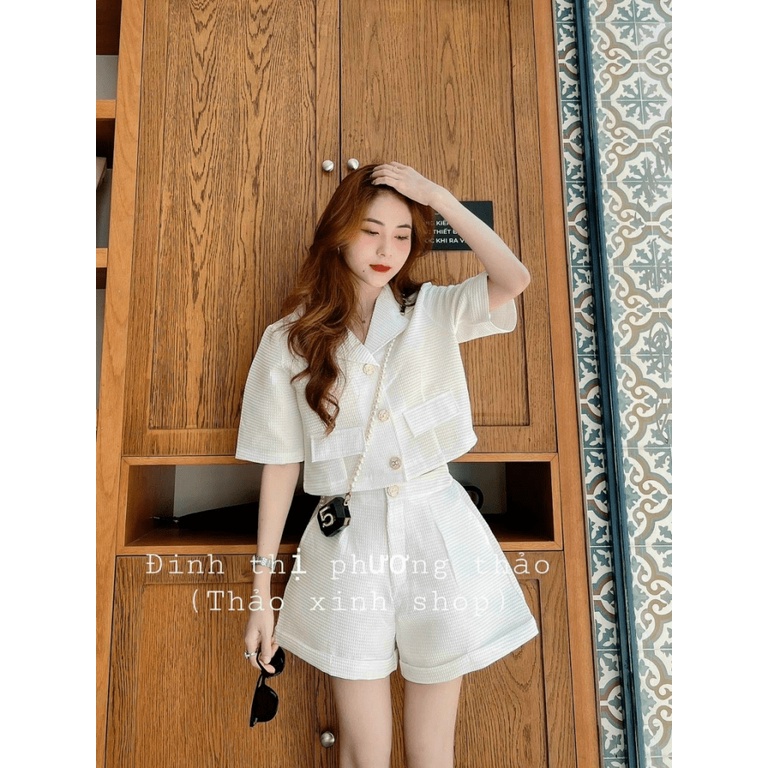 Sét Bộ Cổ Vest Tay Lỡ Kết Hợp Quần Kiểu Rộng Chất Xốp Thái Nhẹ Mát Mặc Đẹp [NEW UNISEX]