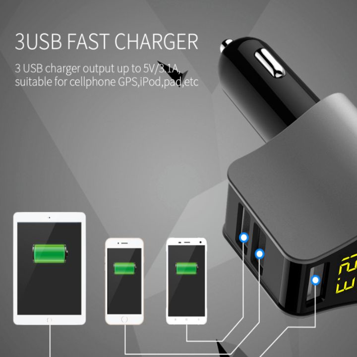 Bộ chia tẩu sạc ô tô Hyundai HY-10, tích hợp 1 cổng tẩu, 3 cổng USB, 3.1A, 80W, Hyundai car charger