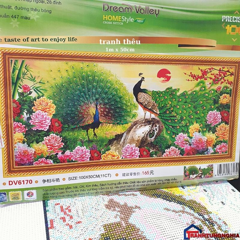 Tranh thêu chữ thập CÔNG PHU THÊ VIÊN MÃN. Kích Thước: 1m x 50cm