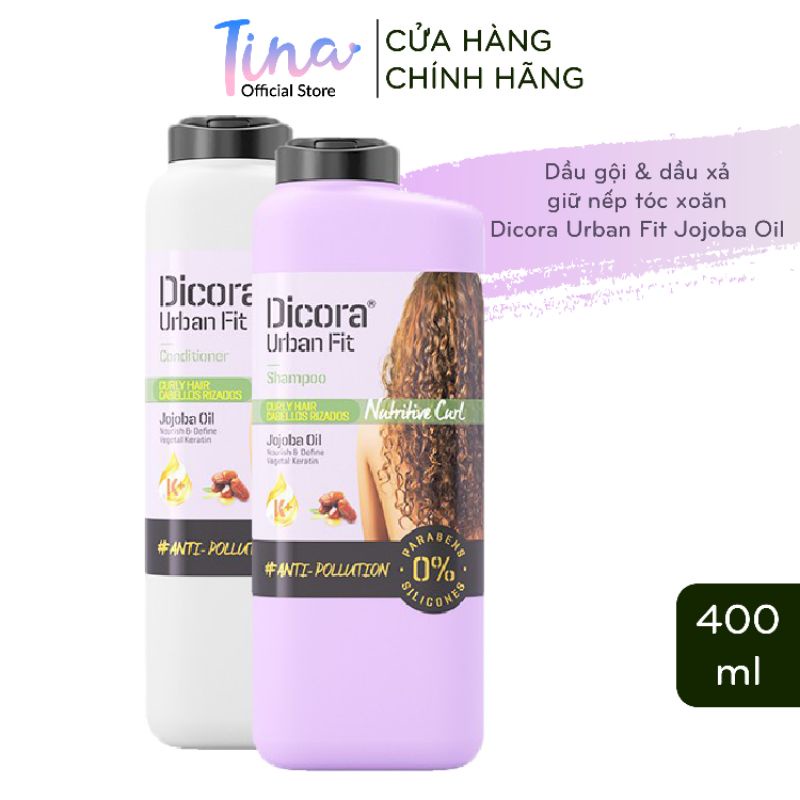 Dầu gội , dầu xả dành cho tóc xoăn Dicora Urban Fit chiết xuất tinh dầu Jojoba 400ml BioTopcare Official - TN131