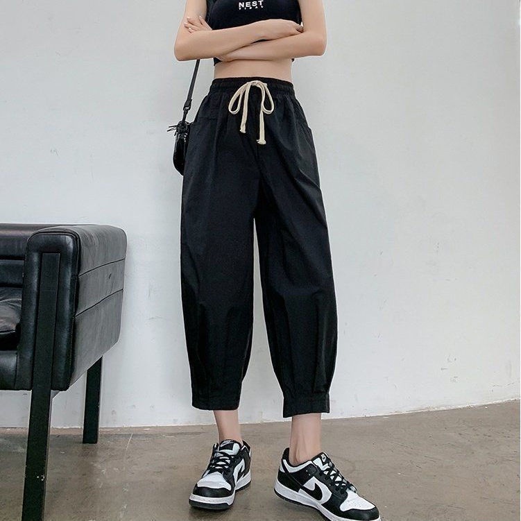 Quần Thể Thao Cotton Mỏng Ống Rộng Dài Đến Mắt Cá Chân Cho Nữ