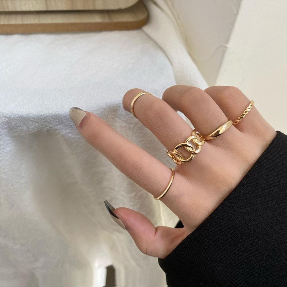 Bộ Nhẫn Đeo Khớp Ngón Tay Bằng Hợp Kim Phong Cách Hàn Quốc