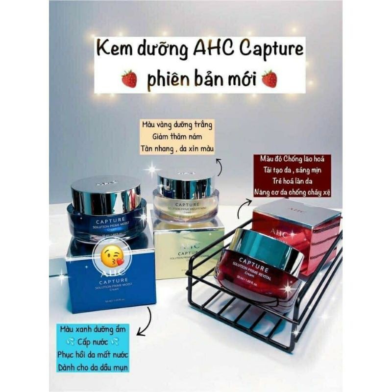 Kem Dưỡng Trắng Da AHC Capture White Solution Max Cream Mẫu Mới Vàng Xanh Đỏ