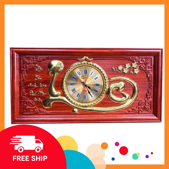 Mỹ Nghệ Bắc Ninh Tranh đồng hồ gỗ Hương đỏ chữ Lộc mạ vàng ( 41 x 81 ) dày 3cm