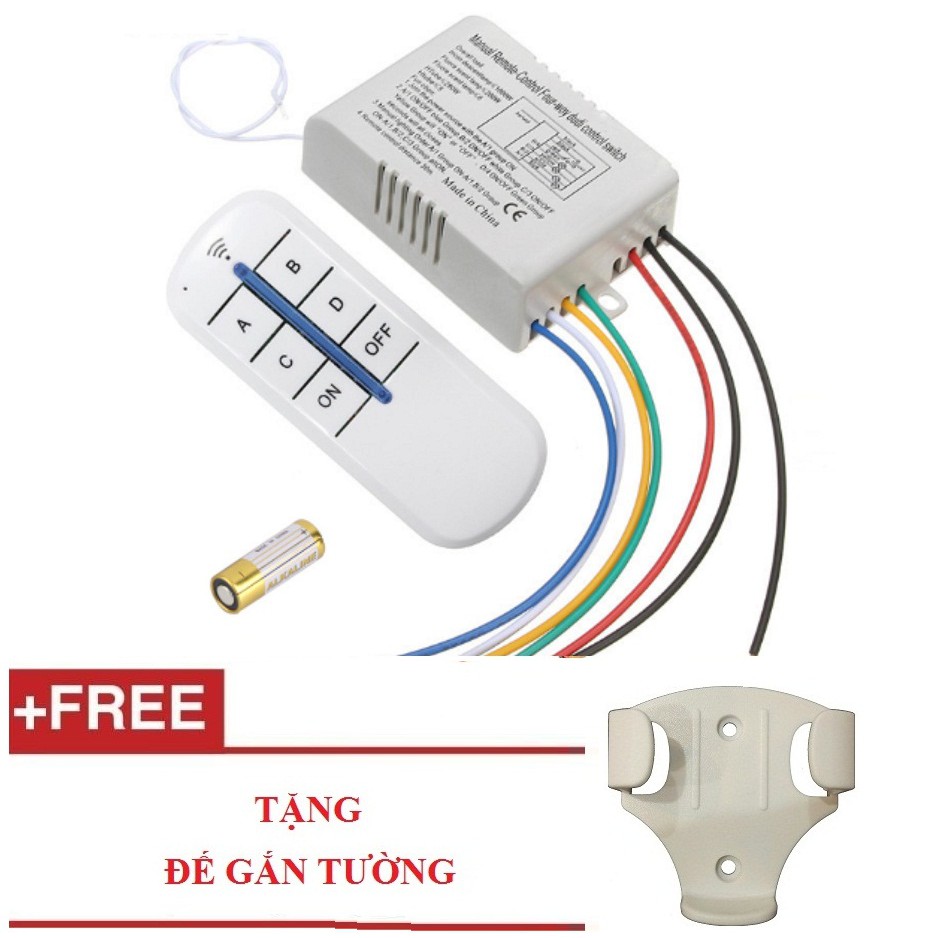 Công tắc điều khiển từ xa sóng radio RF 4 cổng (4 kênh ,4 đèn) xuyên tường - NSC Việt Nam