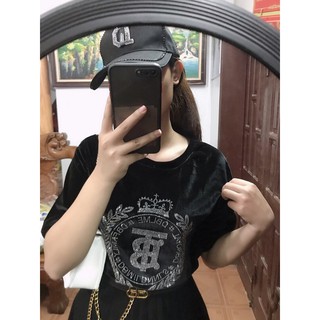 Áo nhung đính đá cộc tay - Thampee