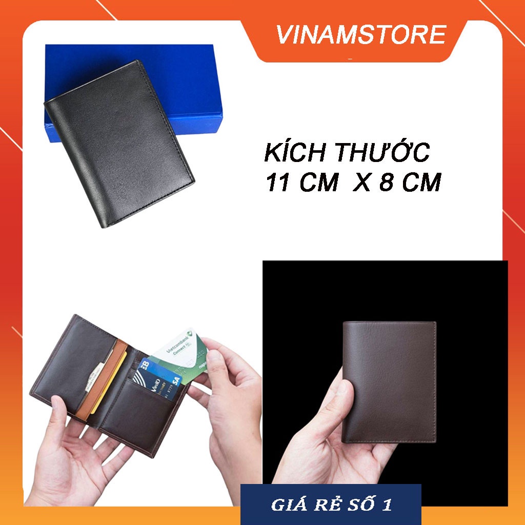 VÍ MINI NAM DA BÒ THẬT DÁNG ĐỨNG THỜI TRANG CAO CẤP NHỎ GỌN VINAMSTORE