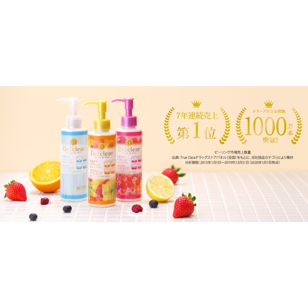 Tẩy Tế Bào Chết Dạng Gel Meishoku Det Clear Bright &amp; Peel Fruits Peeling Jelly 180ml