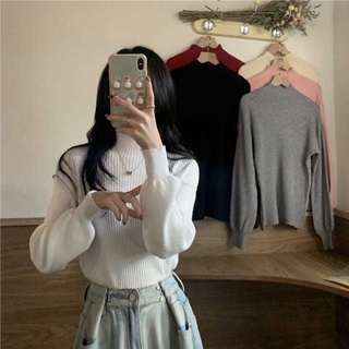 Áo len cổ cao tay bồng