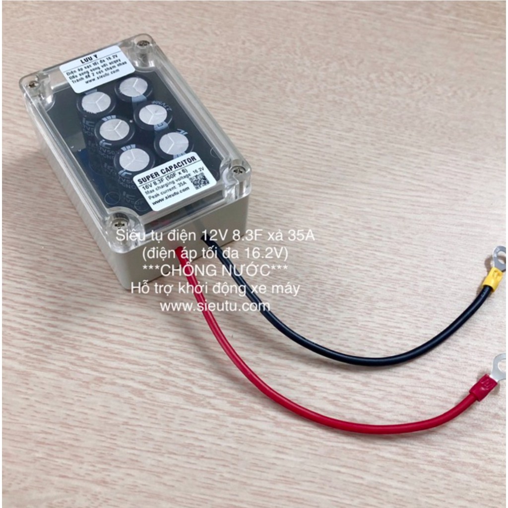 Hộp CHỐNG NƯỚC Siêu tụ điện 12V  8.3F xả 35A