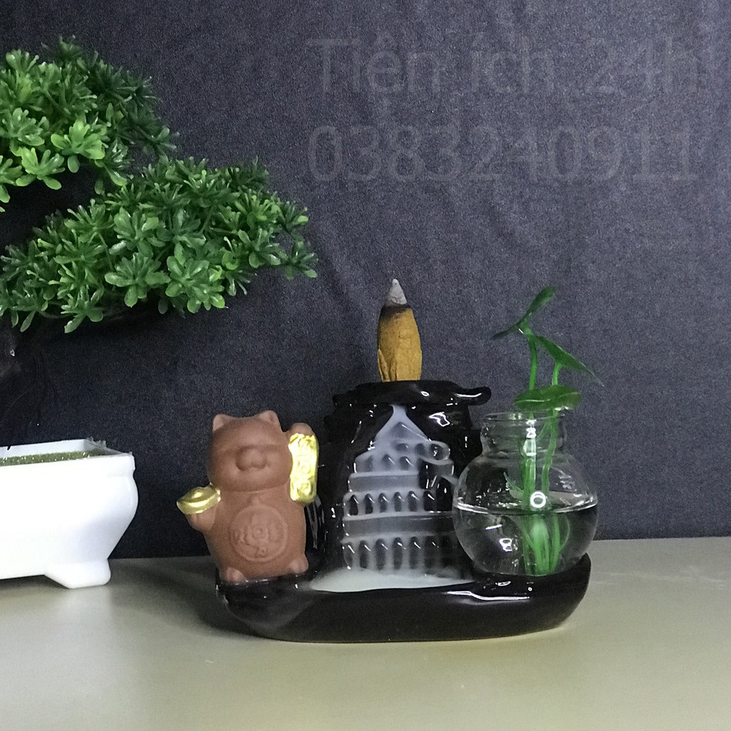 [Ảnh Thật]Thác khói Trầm Hương - Mèo Thần Tài Vàng kèm 10 nụ trầm | BigBuy360 - bigbuy360.vn