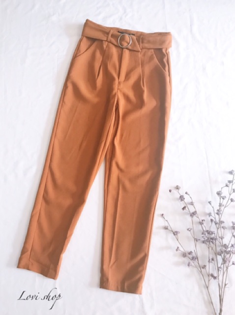 Quần tây baggy kèm nịt khoen tròn Lovi