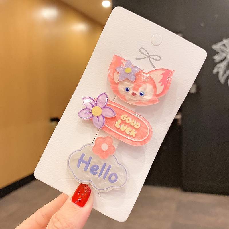 Bộ 3 Kẹp Tóc Mái Dễ Thương Phong Cách Hàn Quốc Cho Bé Gái