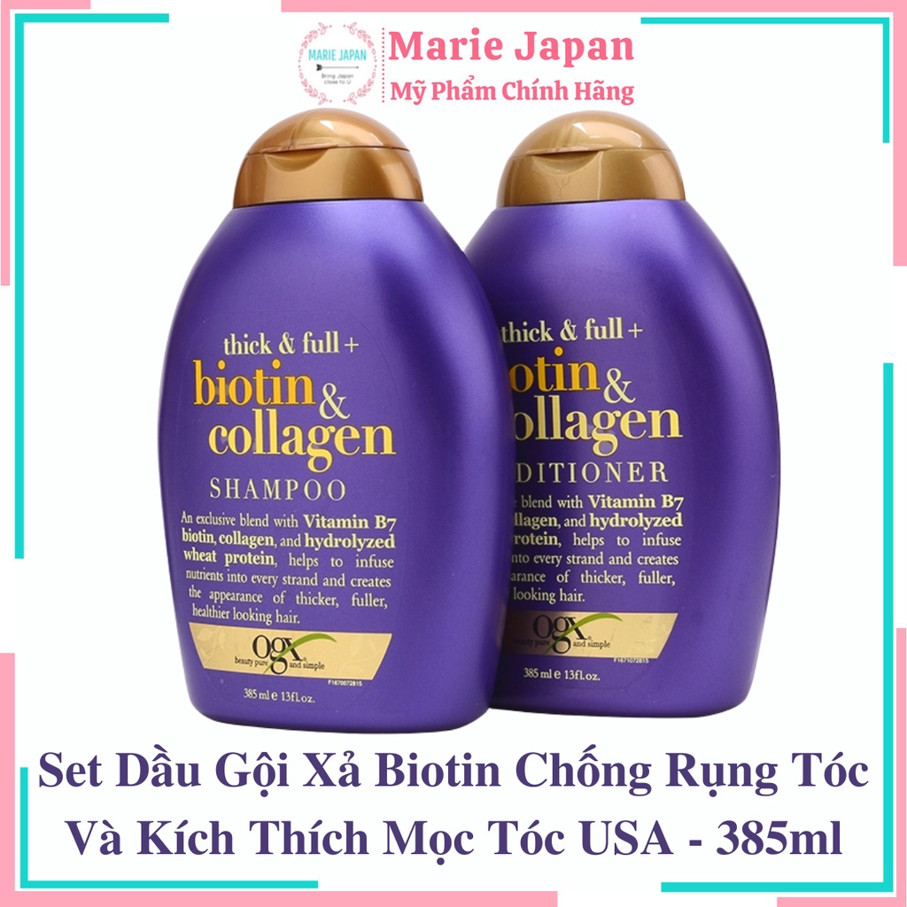 Set Dầu Gội Xả Biotin Chống Rụng Tóc Và Kích Thích Mọc Tóc USA - 385ml