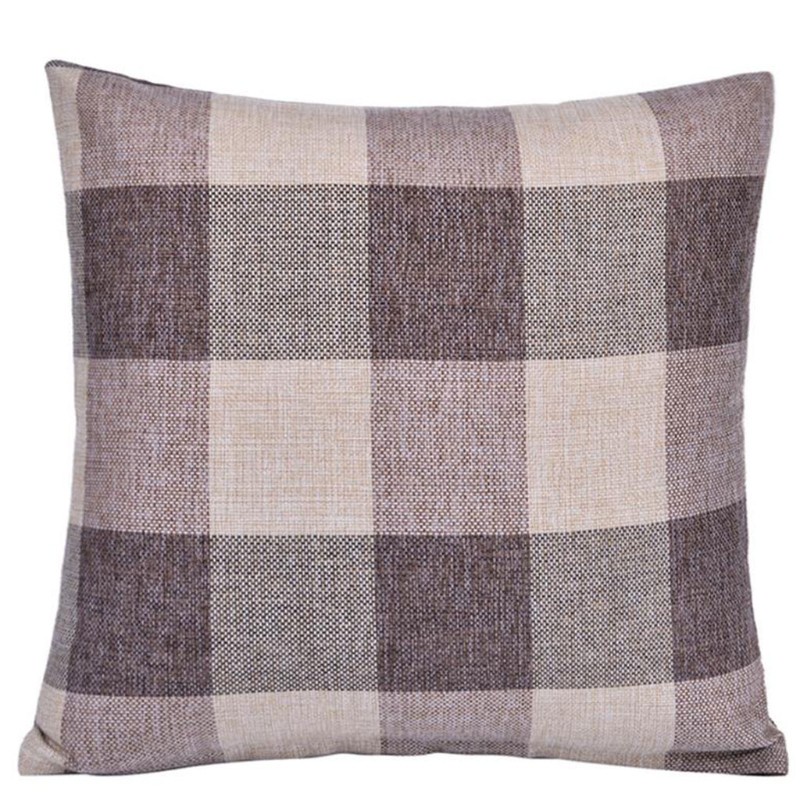 SUN 3pcs/set Classic Retro Checkered Linen Pillowcase Back Cushion Cover Decoration Pillow Case for Home Bedroom Sofa Car