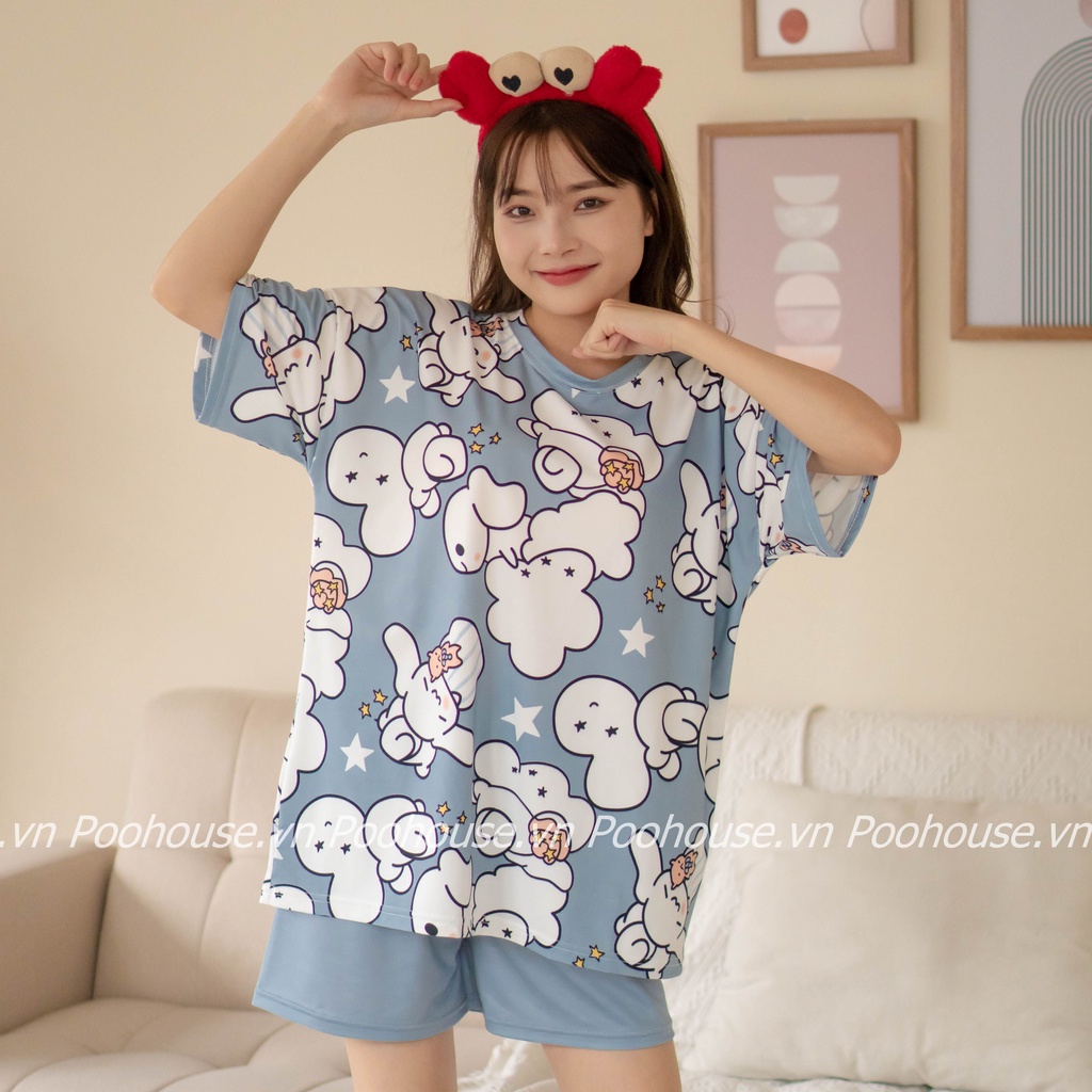 [ Nhiều mẫu ] Pijama bộ đồ ngủ, bộ đồ nữ mặc nhà chất liệu cotton cộc tay áo phông, quần đùi - Poohouse BN-AOTHUN
