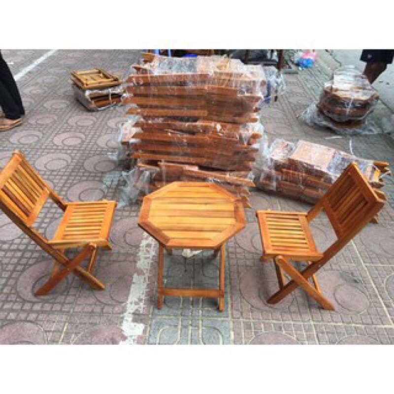 BỘ BÀN GHẾ BAN CÔNG XẾP GỖ
