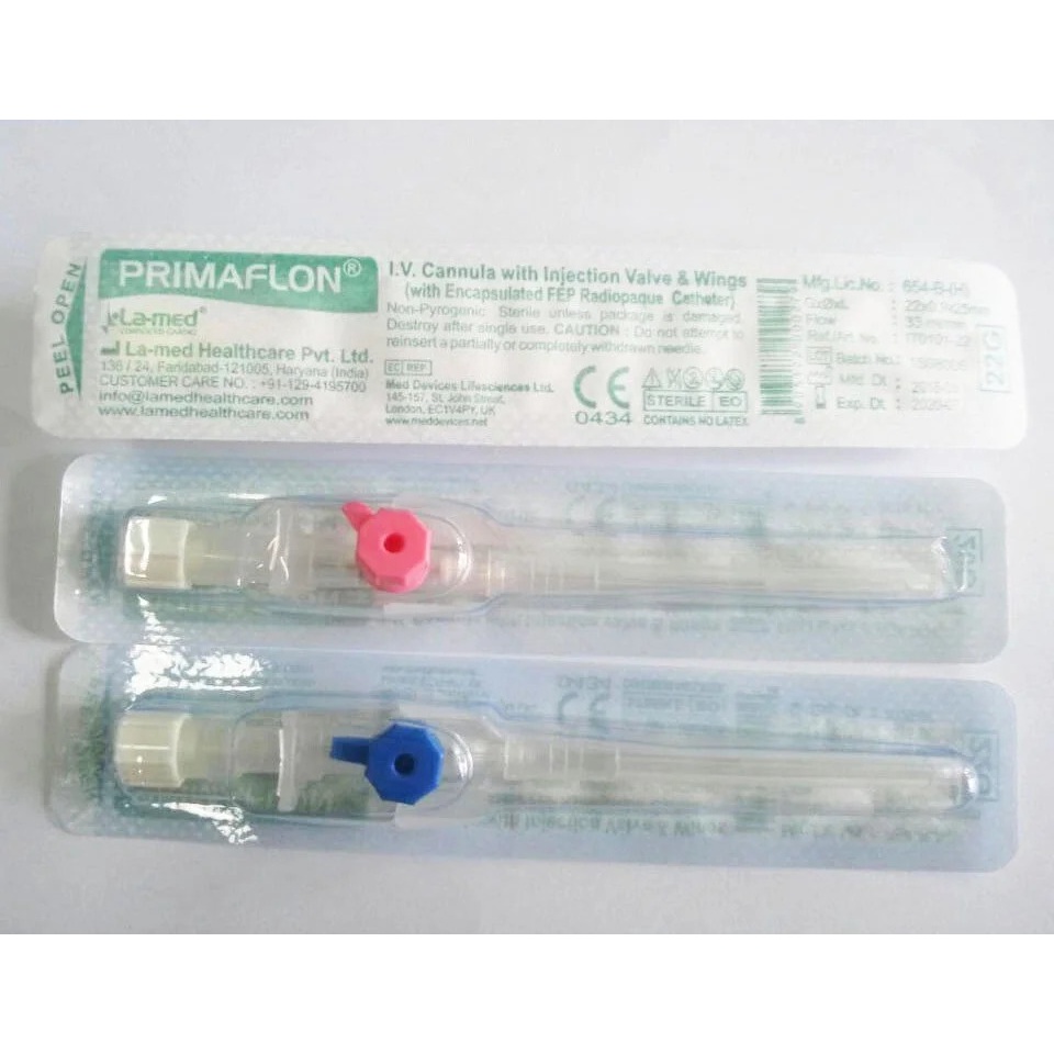 Kim luồn tĩnh mạch kim catheter tiêm truyền dịch Medikit PrimaFlon Ấn Độ size số 18g 20g 22g 24g